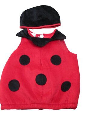 Lady Bug Kids Halloween Costume One Size Fits Up to 24M Red Black Polka Dot 2 Pc